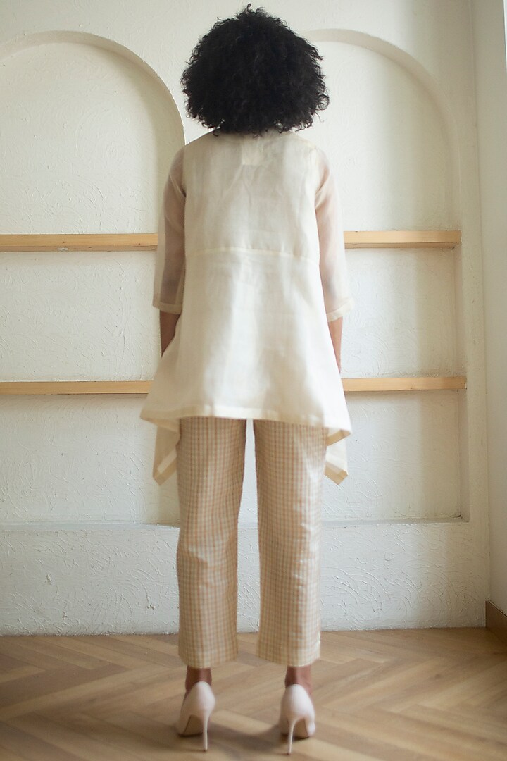 Cream Handloom Linen Silk Tunic Set by OJA at Pernia's Pop Up Shop