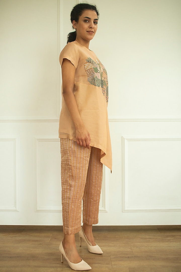 Light Brown Embroidered Tunic Set by OJA at Pernia's Pop Up Shop