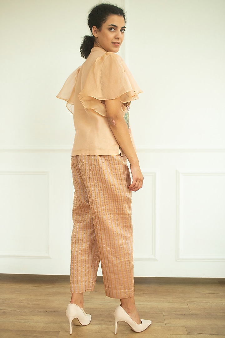 Light Brown Handloom Linen Silk Tunic Set by OJA at Pernia's Pop Up Shop