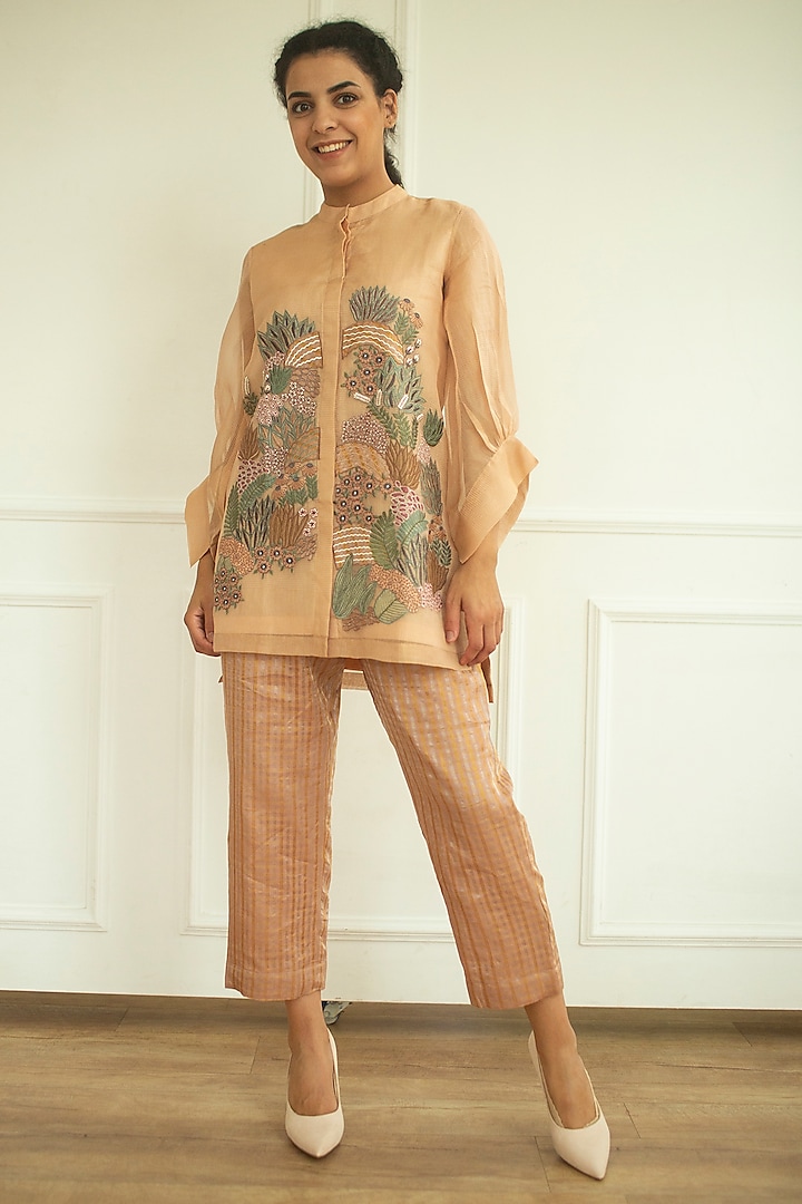 Rose Gold Embroidered Tunic Set by OJA