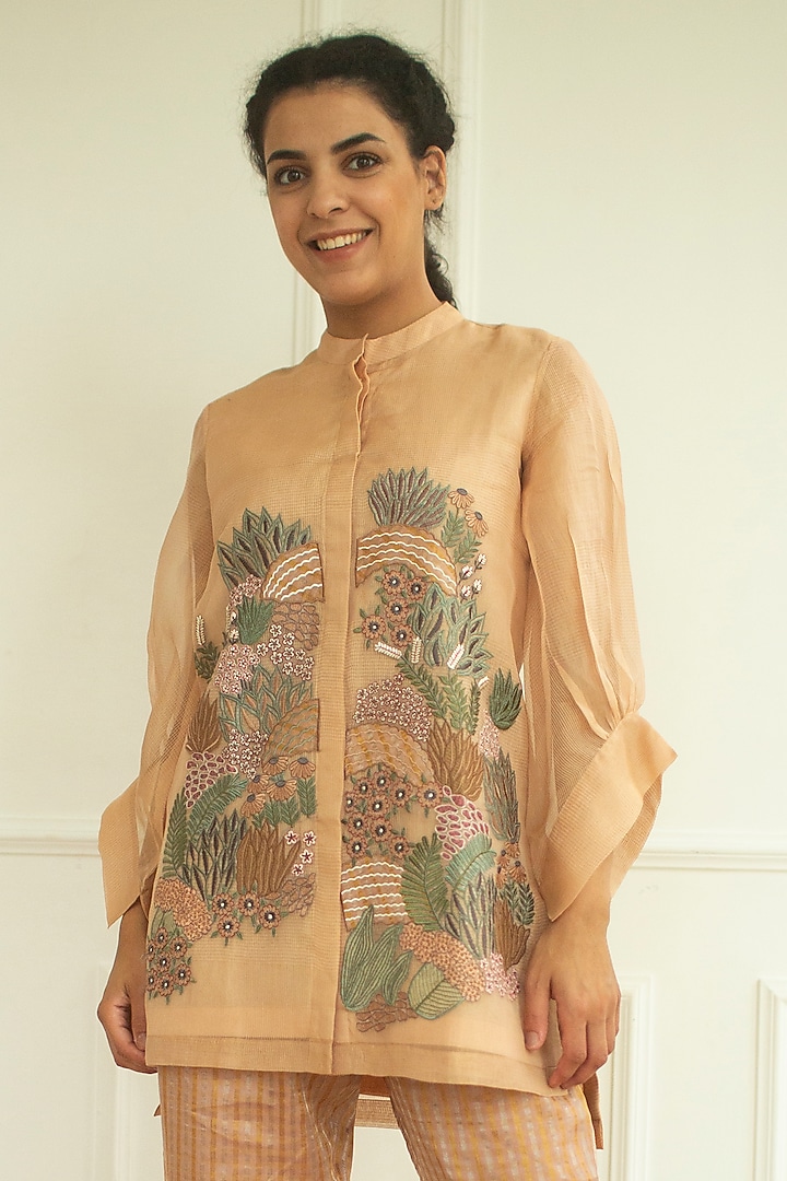 Rose Gold Embroidered Tunic Set by OJA at Pernia's Pop Up Shop