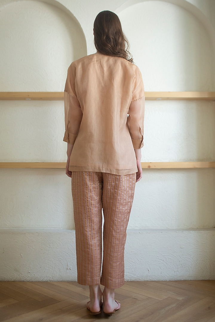 Rose Gold Handloom Linen Silk Tunic Set by OJA at Pernia's Pop Up Shop