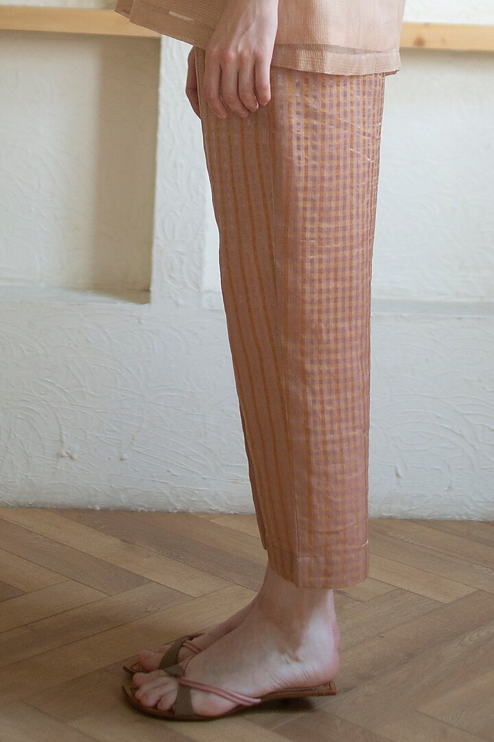 Rose Gold Handloom Linen Silk Tunic Set by OJA at Pernia's Pop Up Shop