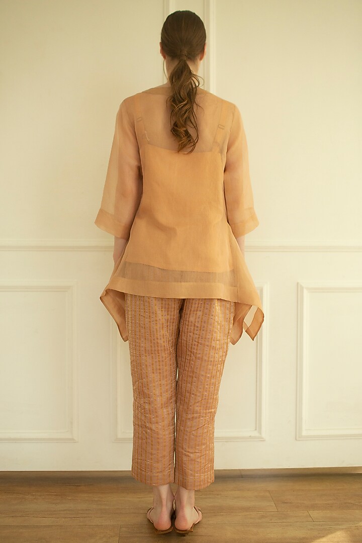 Rose Gold Handloom Linen Silk Tunic Set by OJA at Pernia's Pop Up Shop