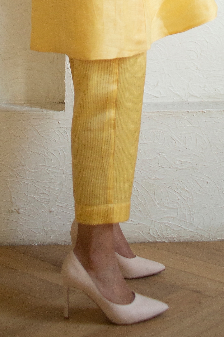 Yellow Handloom Linen Silk Tunic Set by OJA at Pernia's Pop Up Shop