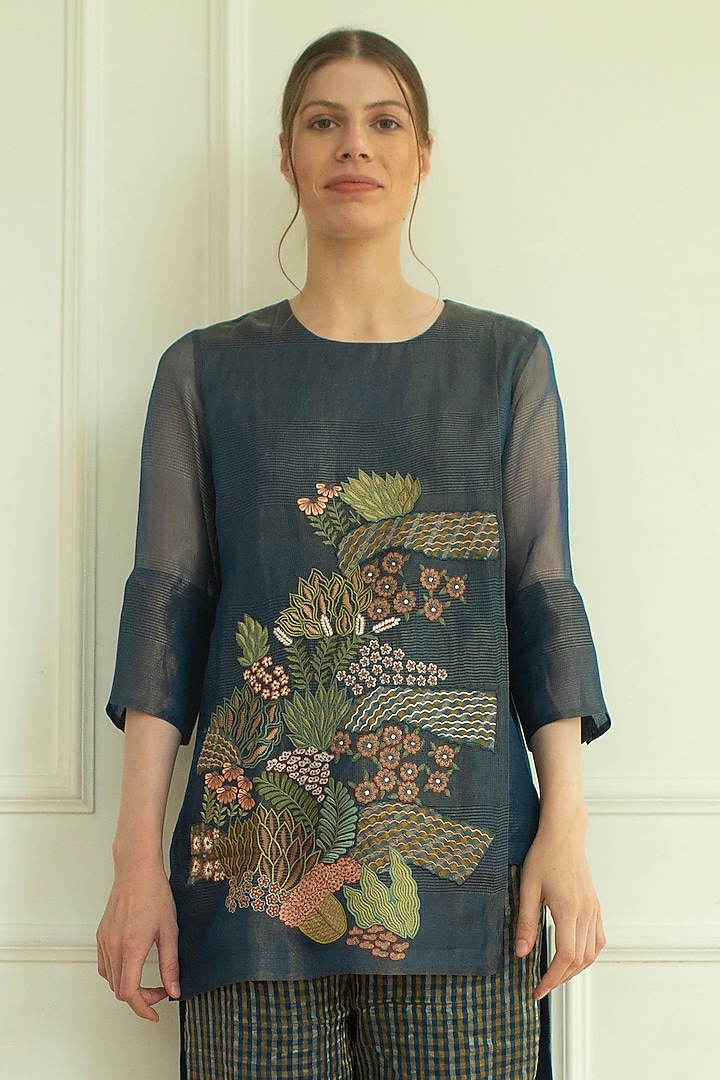 Marina Handloom Linen Silk Tunic Set by OJA at Pernia's Pop Up Shop