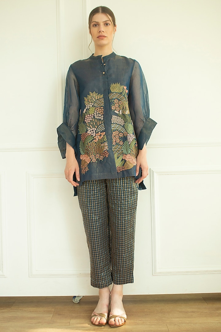 Marina Handloom Linen Silk Tunic Set by OJA