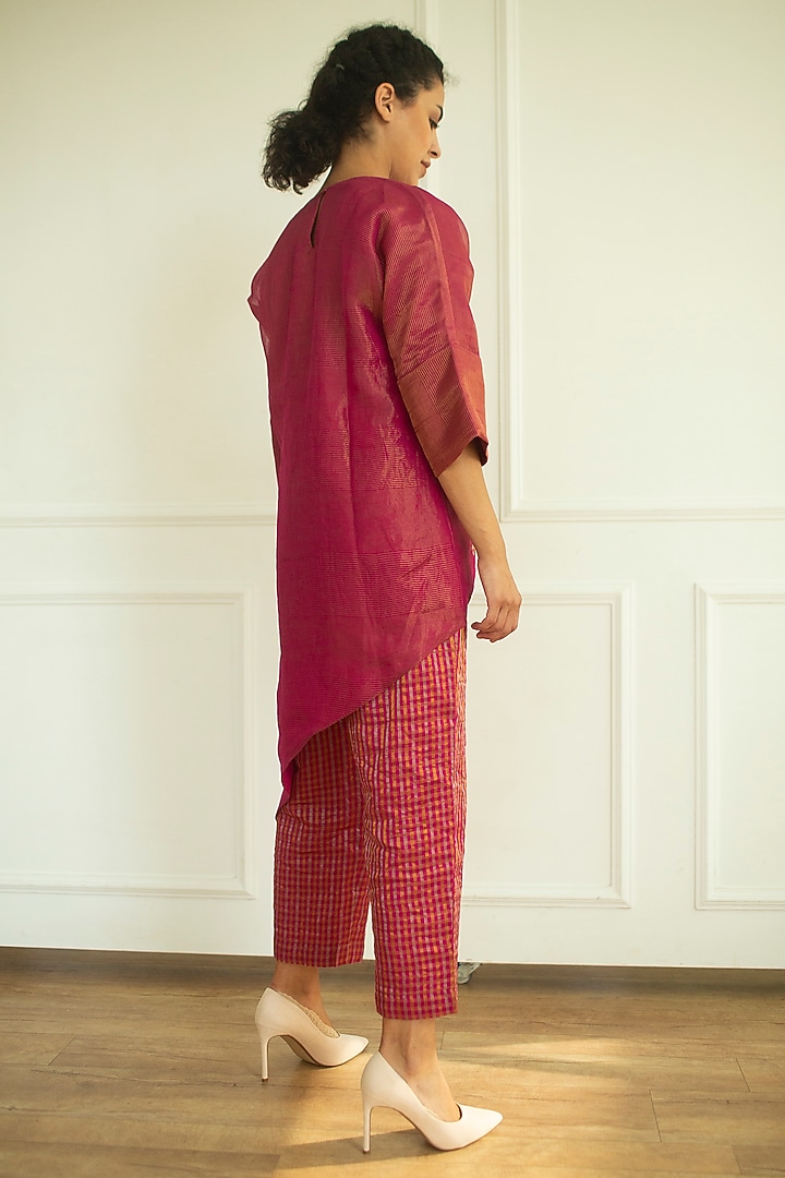 Flamingo Handloom Linen Silk Tunic Set by OJA at Pernia's Pop Up Shop