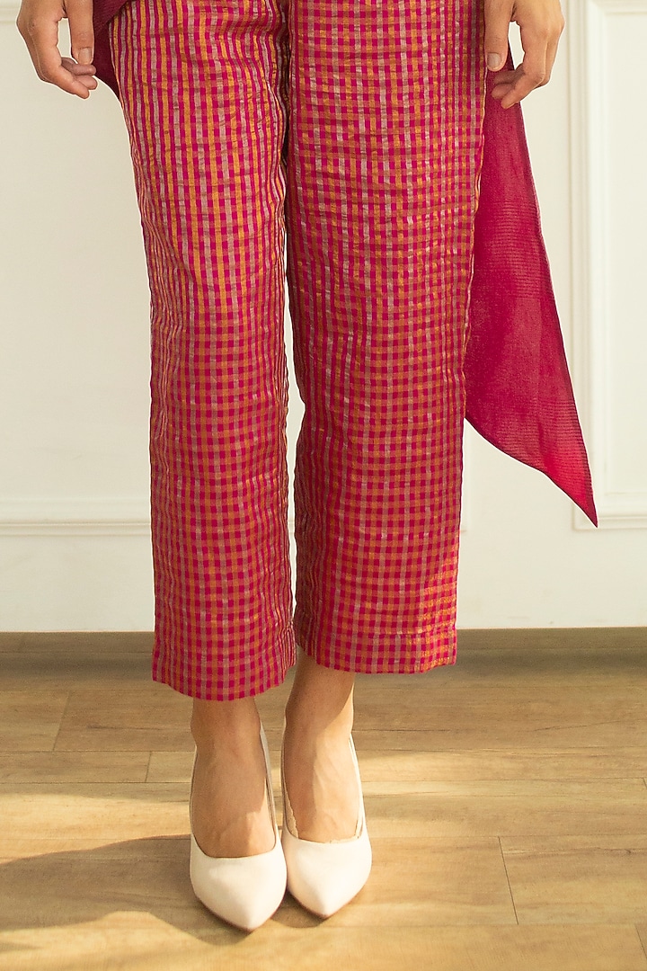 Flamingo Handloom Linen Silk Tunic Set by OJA at Pernia's Pop Up Shop