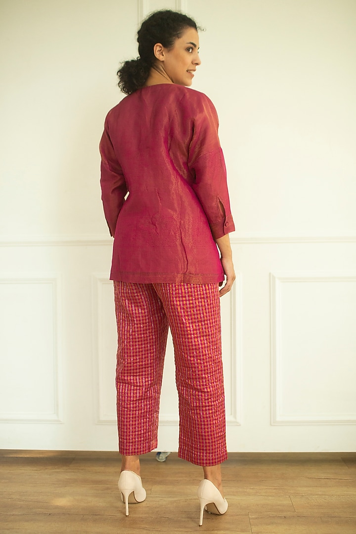 Flamingo Handloom Linen Silk Tunic Set by OJA at Pernia's Pop Up Shop