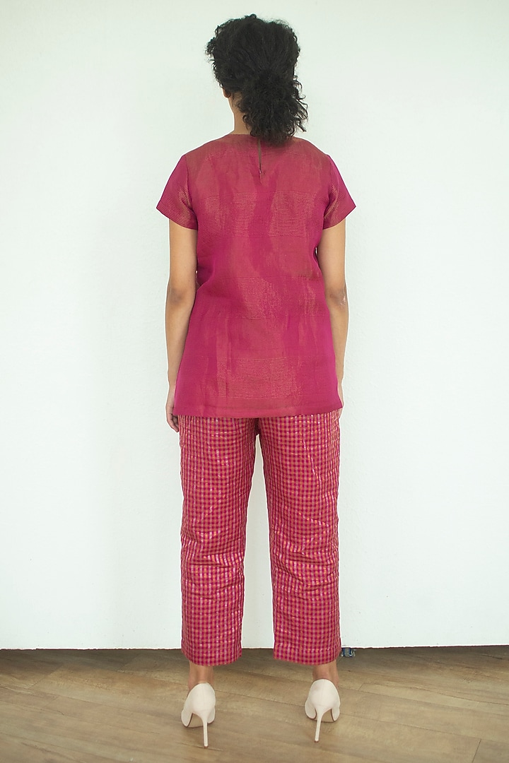 Flamingo Handloom Linen Silk Tunic Set by OJA at Pernia's Pop Up Shop