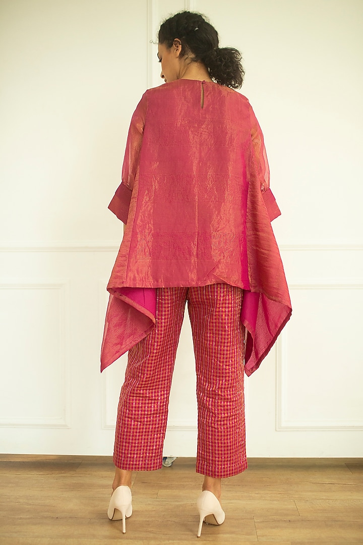 Flamingo Handloom Linen Silk Tunic Set by OJA at Pernia's Pop Up Shop