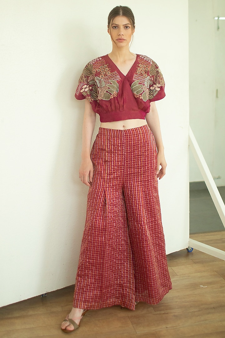 Flamingo Handloom Linen Silk Tunic Set by OJA at Pernia's Pop Up Shop