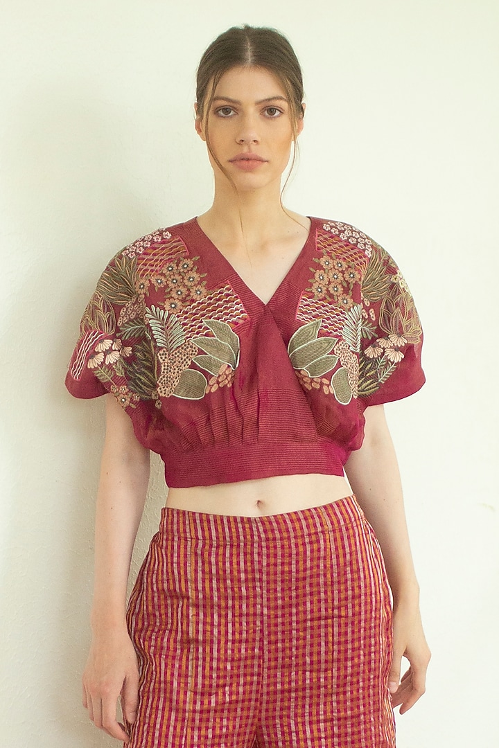 Flamingo Handloom Linen Silk Tunic Set by OJA at Pernia's Pop Up Shop