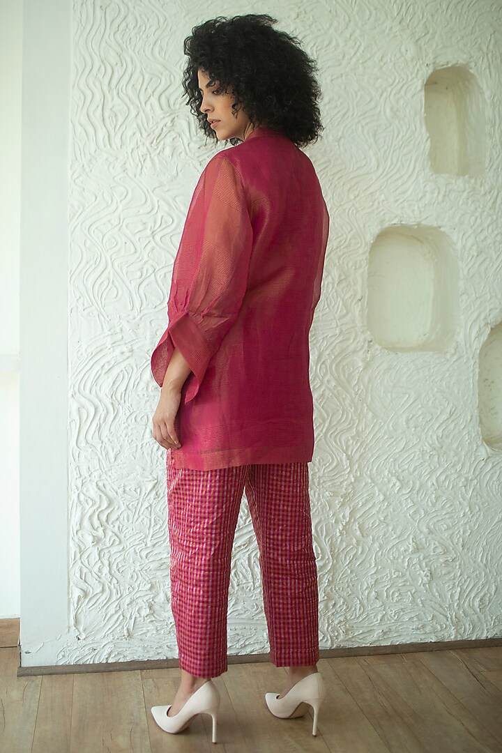 Flamingo Handloom Linen Silk Tunic Set by OJA at Pernia's Pop Up Shop