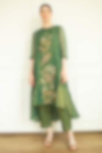 Plantation Green Embroidered Tunic Set by OJA
