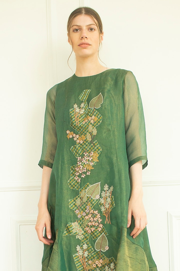 Plantation Green Embroidered Tunic Set by OJA at Pernia's Pop Up Shop