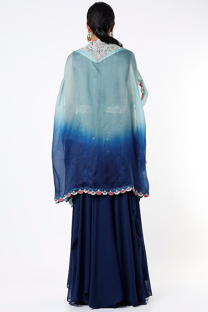 Cobalt Blue Embroidered Wedding Anarkali Set by Ojasvini at Pernia's Pop Up Shop