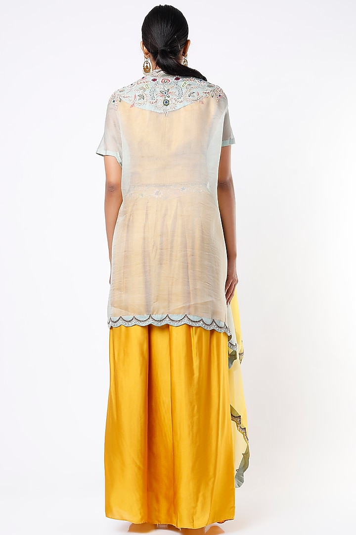 Yellow Embroidered Cape Set by Ojasvini at Pernia's Pop Up Shop