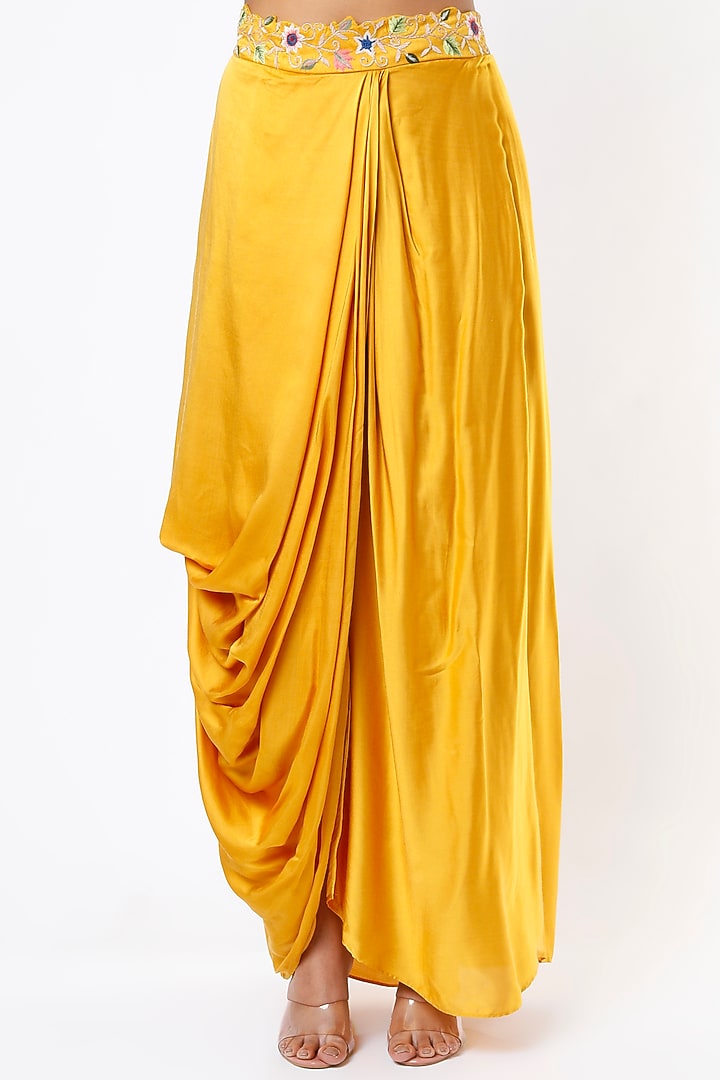 Yellow Embroidered Cape Set by Ojasvini at Pernia's Pop Up Shop