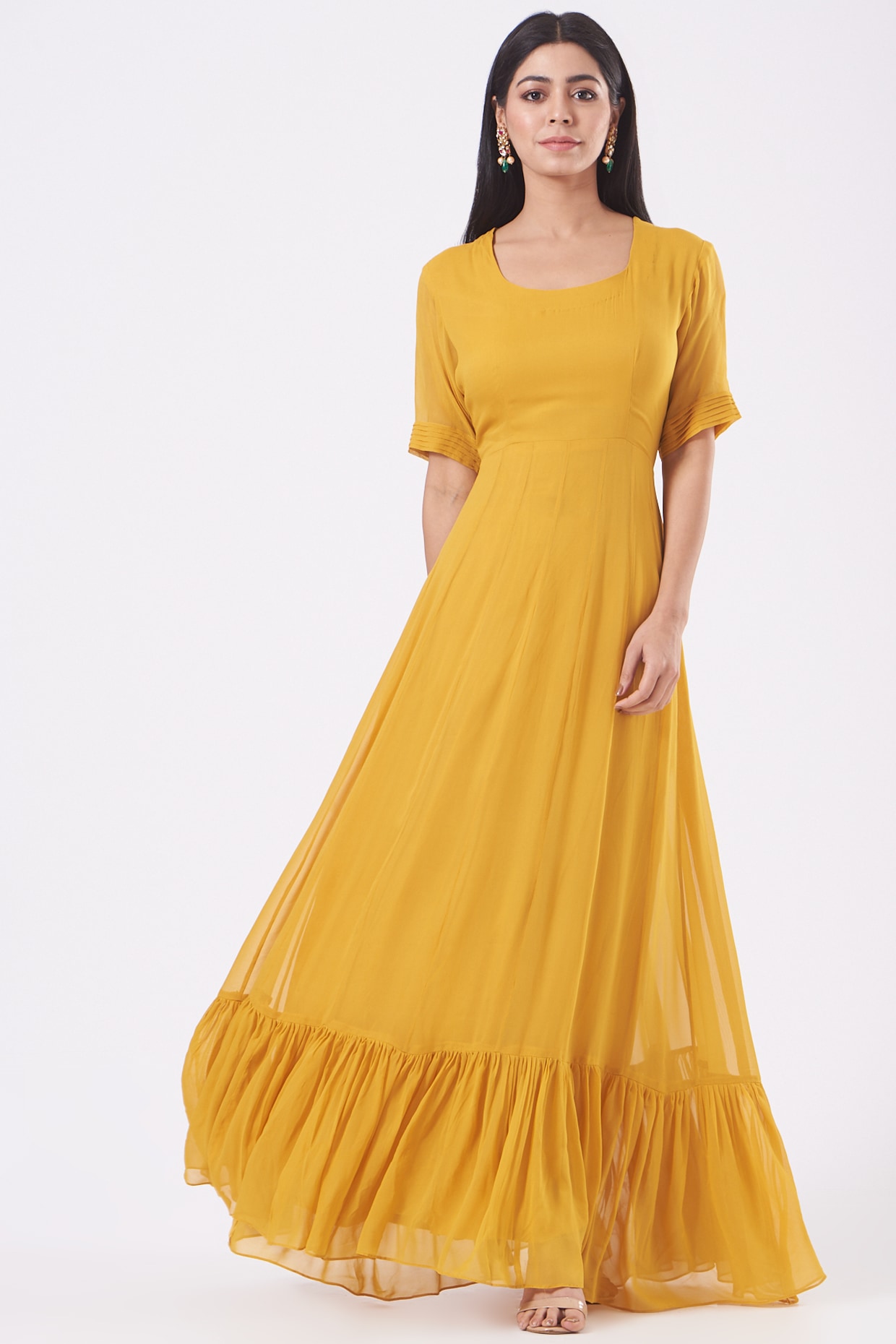 Light Peach Saree Georgette Saree thread Sequence Work Saree Wedding Wear  Dress | eBay