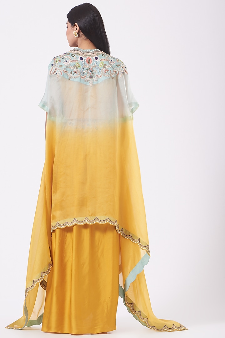 Yellow Embroidered Cowl Wedding Lehenga Set by Ojasvini at Pernia's Pop Up Shop