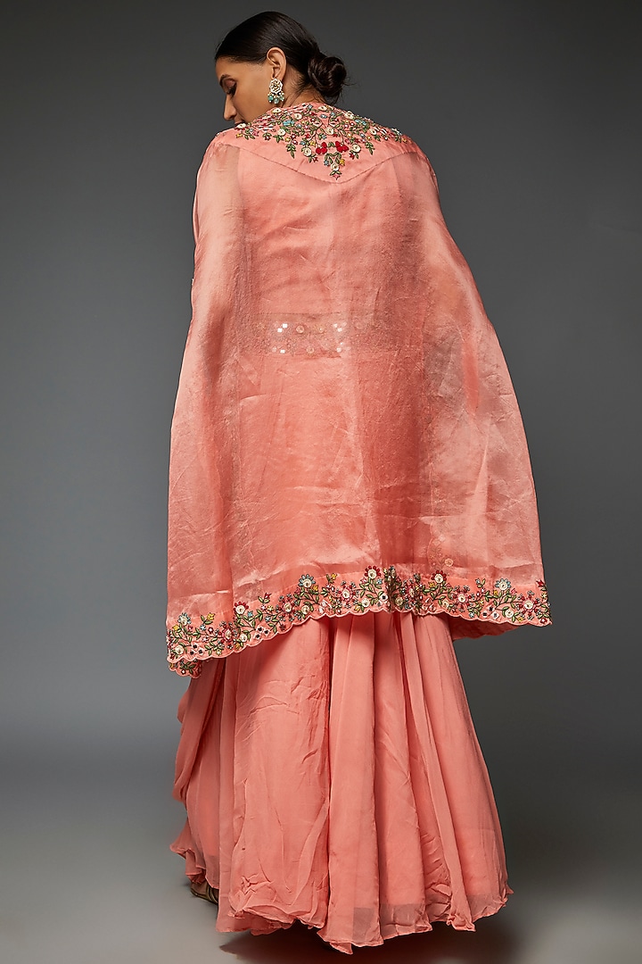 Blush Pink Silk & Satin Modal Cowl Skirt Set by Ojasvini at Pernia's Pop Up Shop
