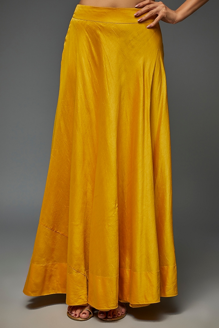 Yellow Silk Jaal Work Wedding Lehenga Set by Ojasvini at Pernia's Pop Up Shop