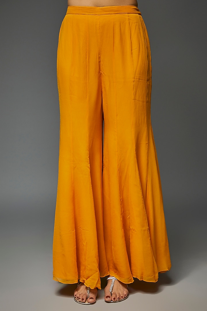 Yellow Georgette Wedding Sharara Set by Ojasvini at Pernia's Pop Up Shop