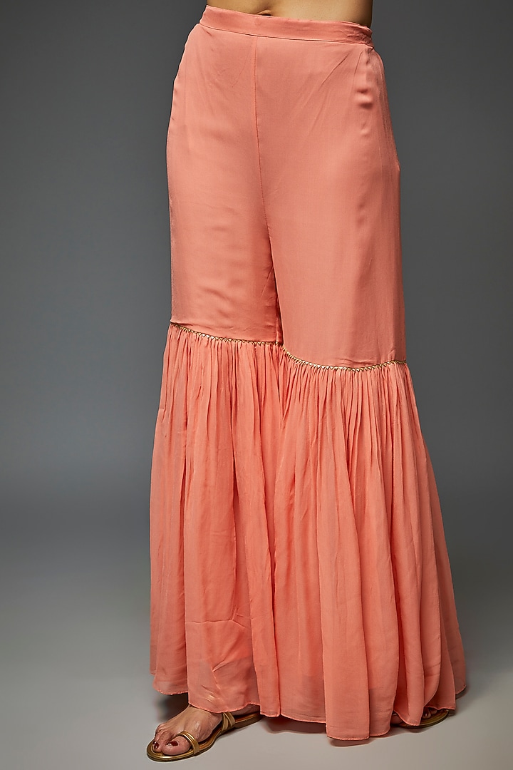 Pink Georgette Wedding Sharara Set by Ojasvini at Pernia's Pop Up Shop