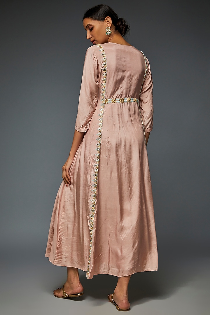 Blush Pink Muslin Embroidered Tunic by Ojasvini at Pernia's Pop Up Shop