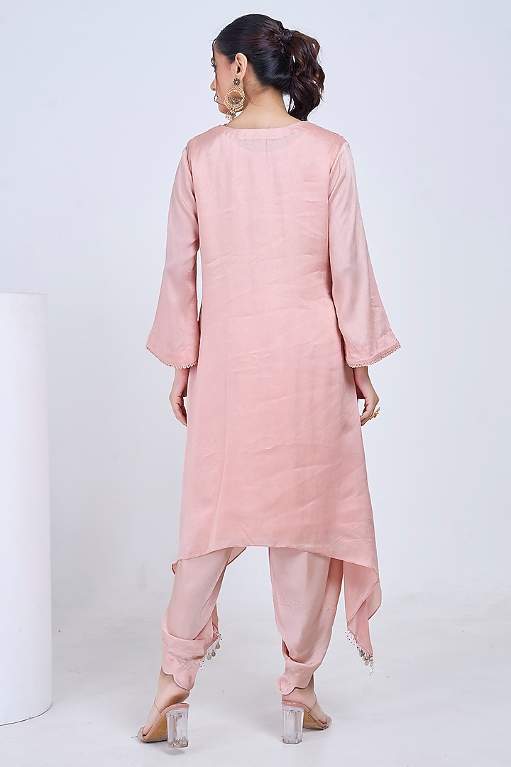 Blush Silk & Satin Embroidered Co-Ord Set by Ojasvini at Pernia's Pop Up Shop