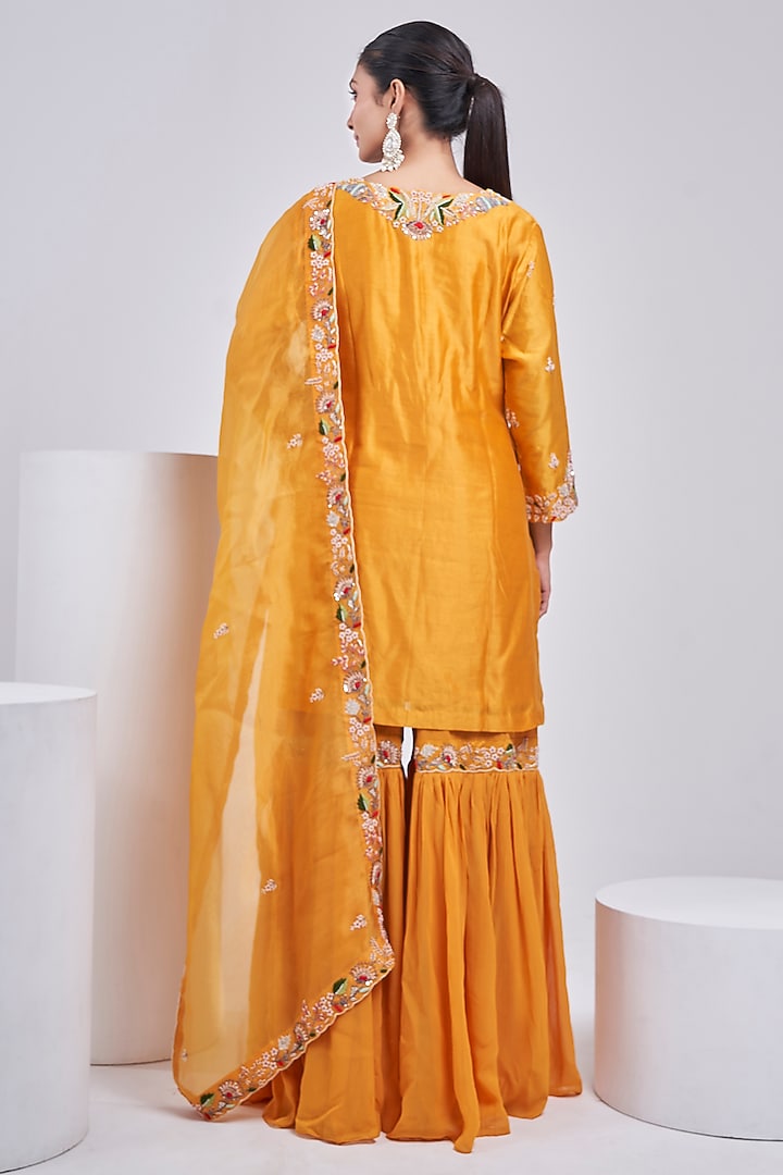 Mango Silk Chanderi Wedding Sharara Set by Ojasvini at Pernia's Pop Up Shop