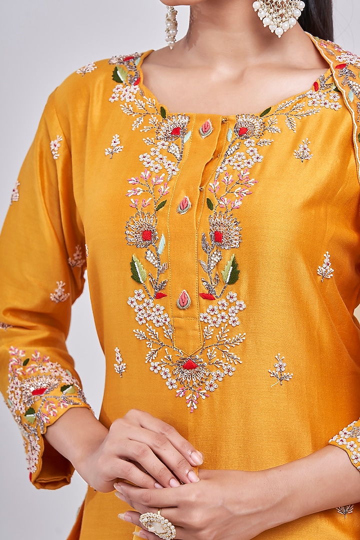 Mango Silk Chanderi Wedding Sharara Set by Ojasvini at Pernia's Pop Up Shop