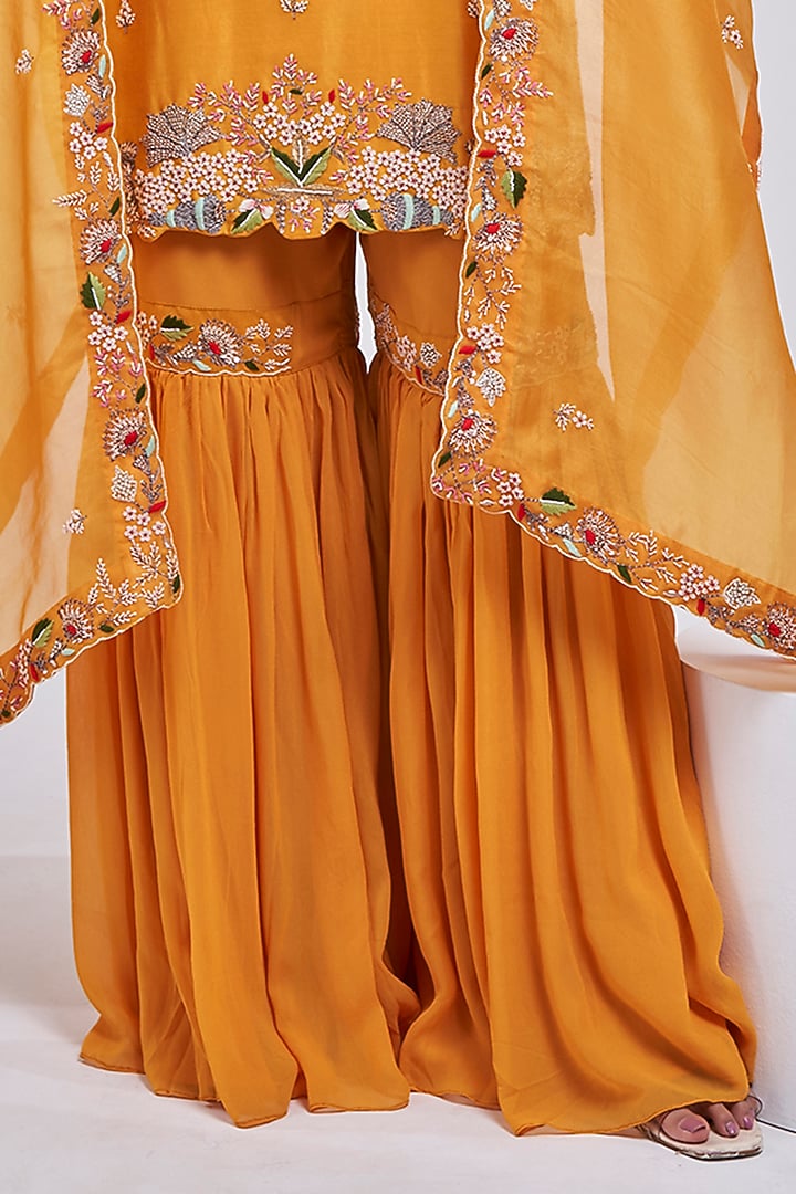Mango Silk Chanderi Wedding Sharara Set by Ojasvini at Pernia's Pop Up Shop