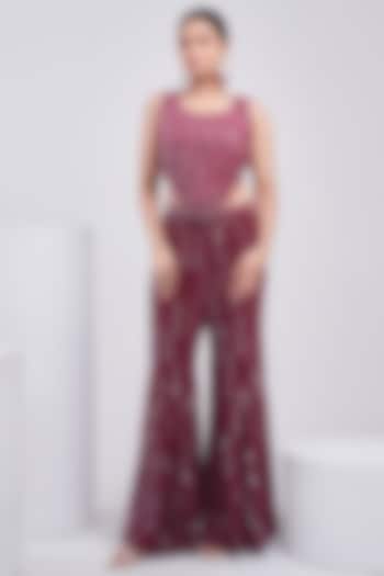 Marcella Georgette & Silk Embroidered Wedding Sharara Set by Ojasvini at Pernia's Pop Up Shop