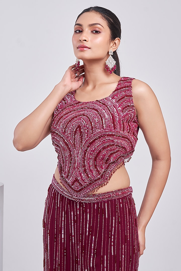 Marcella Georgette & Silk Embroidered Wedding Sharara Set by Ojasvini at Pernia's Pop Up Shop