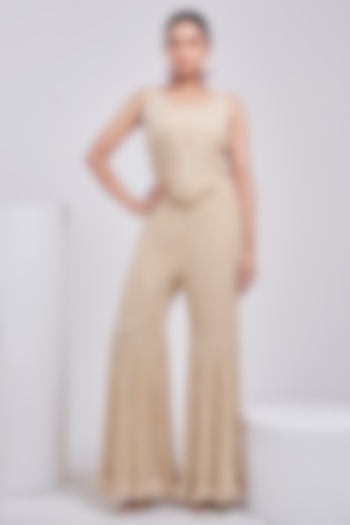 Ivory Georgette & Silk Embroidered Wedding Sharara Set by Ojasvini at Pernia's Pop Up Shop