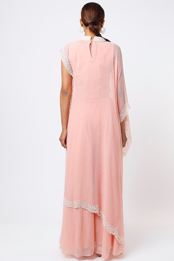 Blush Pink Embroidered Cape Set by Ojasvini at Pernia's Pop Up Shop