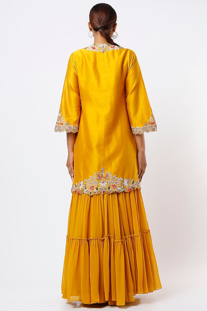 Yellow Georgette Skirt Set by Ojasvini at Pernia's Pop Up Shop