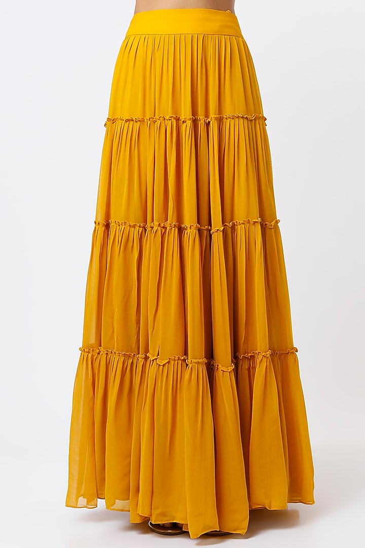 Yellow Georgette Skirt Set by Ojasvini at Pernia's Pop Up Shop