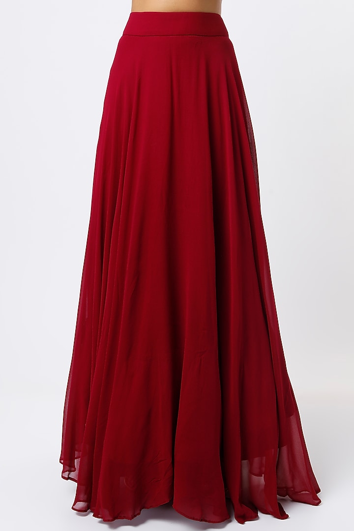 Wine Silk Draped Wedding Lehenga Set by Ojasvini at Pernia's Pop Up Shop