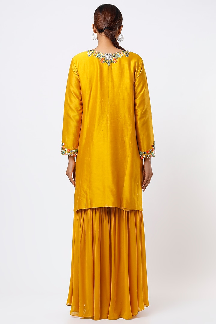 Yellow Georgette Wedding Sharara Set by Ojasvini at Pernia's Pop Up Shop