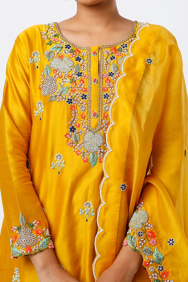 Yellow Georgette Wedding Sharara Set by Ojasvini at Pernia's Pop Up Shop