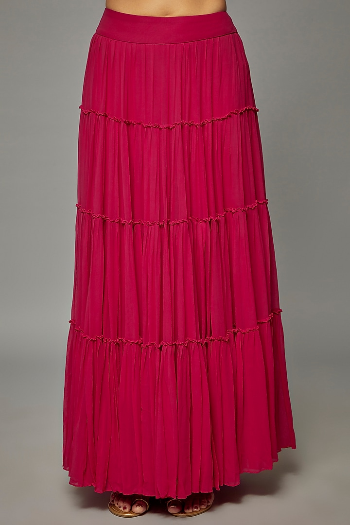 Fuchsia Pink Silk Chanderi Embroidered Kurta Set by Ojasvini at Pernia's Pop Up Shop