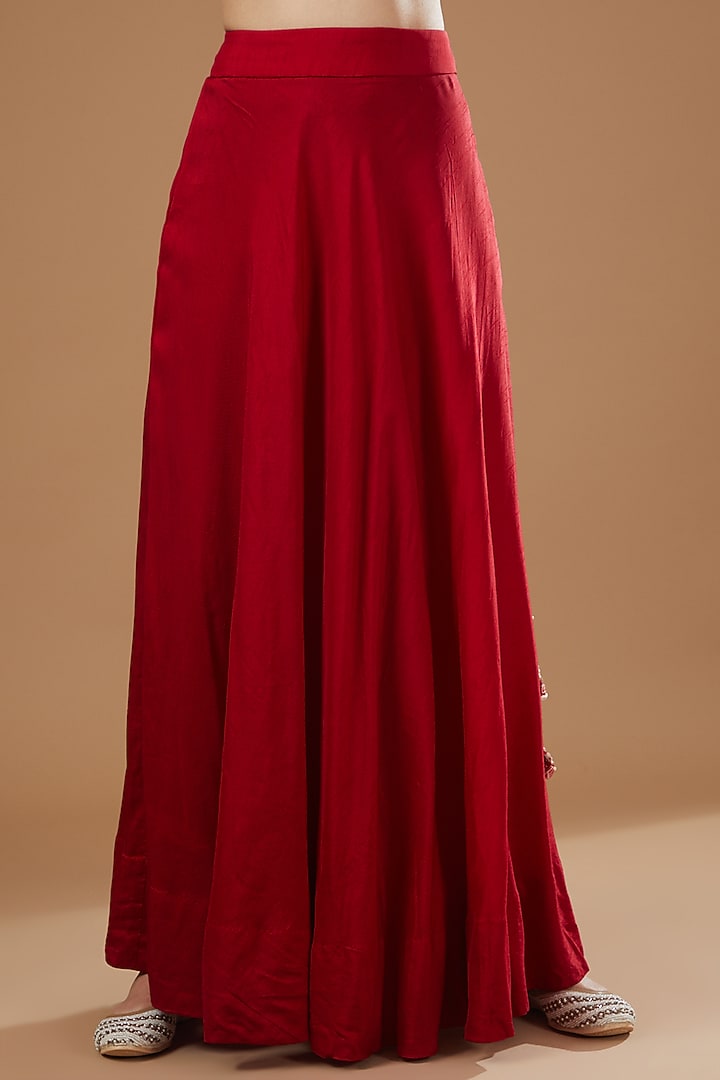 Red Silk Organza Hand Embroidered Wedding Lehenga Set by Ojasvini at Pernia's Pop Up Shop