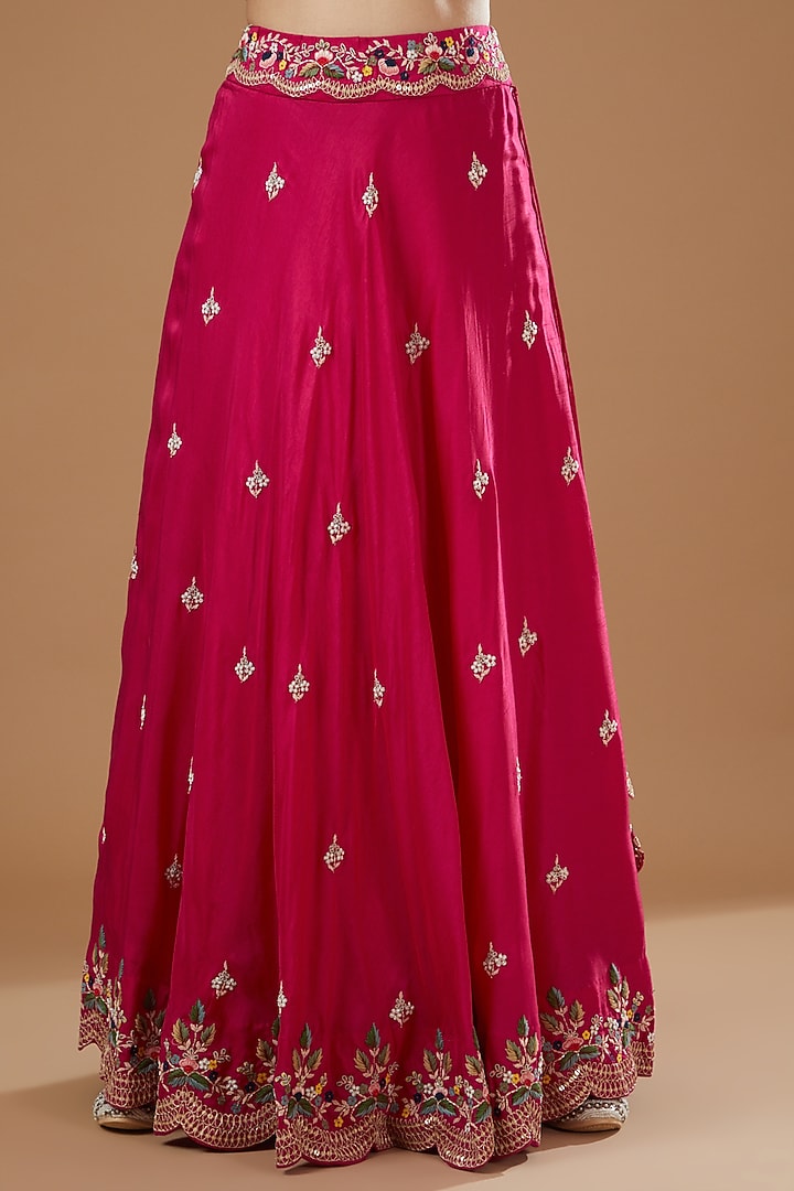 Pink Silk Hand Embroidered Wedding Lehenga Set by Ojasvini at Pernia's Pop Up Shop
