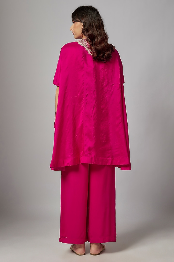 Rani Georgette & Chinese Dupion Embroidered Cape Set by Ojasvini at Pernia's Pop Up Shop
