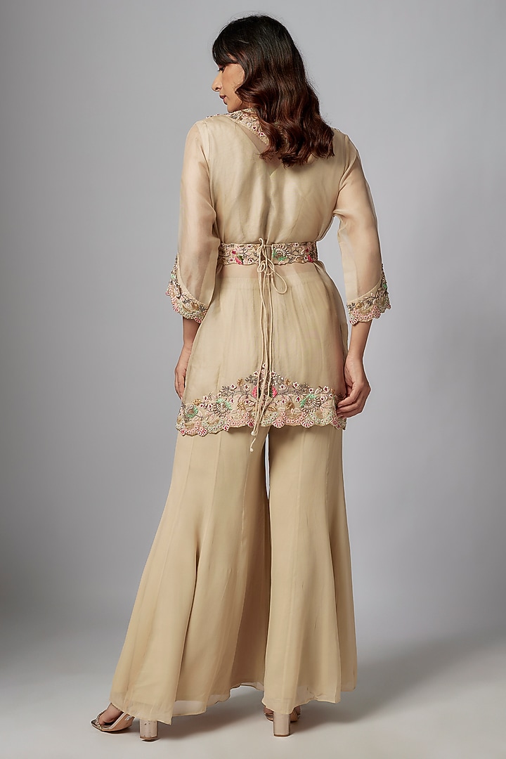 Ivory Georgette Wedding Sharara Set by Ojasvini at Pernia's Pop Up Shop