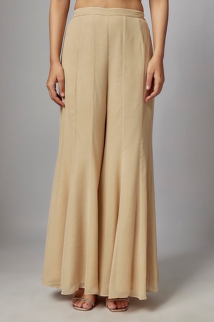 Ivory Georgette Wedding Sharara Set by Ojasvini at Pernia's Pop Up Shop